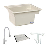 Mustee 25" x 22" Biscuit Laundry Sink - Drop-In with Drain and Faucet