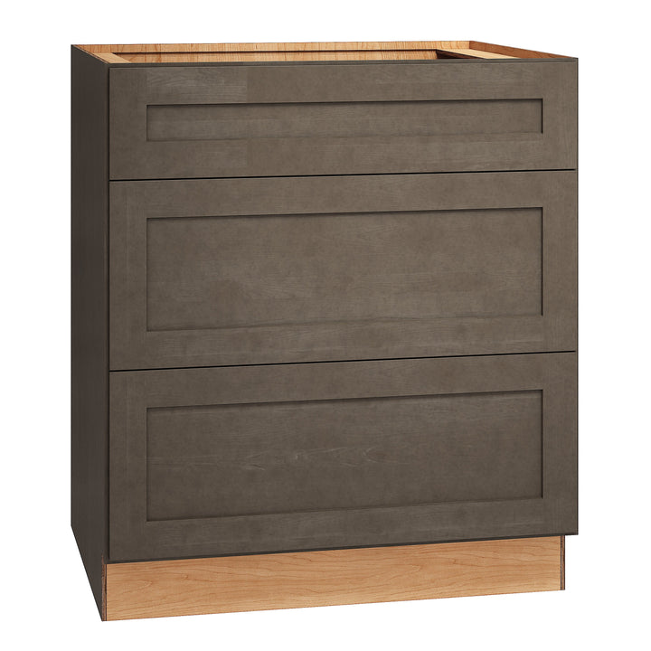 Diamond Express Jamestown 30-in W x 34.5-in H x 24-in D Colt Brown 3-Drawer Base Fully Assembled Plywood Cabinet (Recessed Panel Shaker Style)