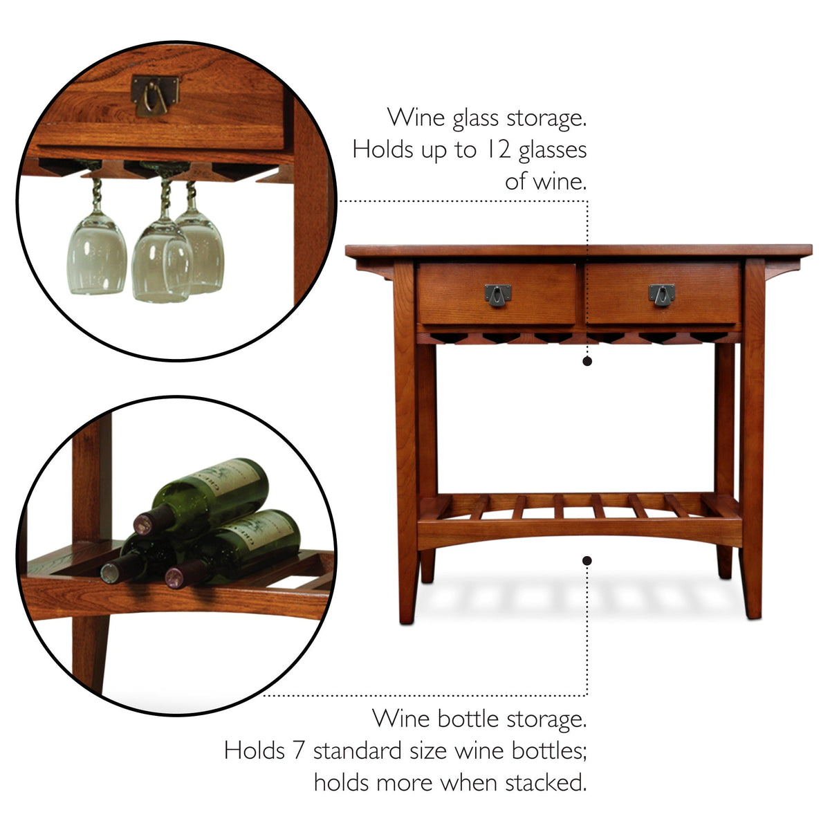 Leick Home 5-Bottle Russet Wood Wine Cabinet