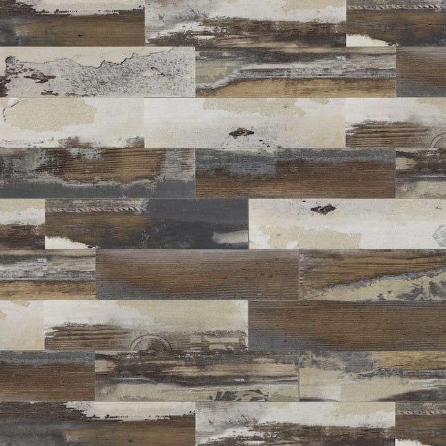 Peel&Stick Mosaics French Woods Beige and Brown 12-in x 15-in Matte PVC Random Wood Look Peel and Stick Wall Tile (0.968-sq. ft/ Piece)