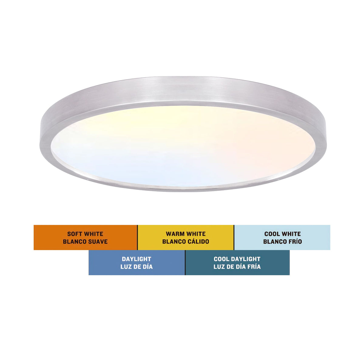Project Source Adjustable Color Temperature 13-in Brushed Nickel LED Flush Mount Light