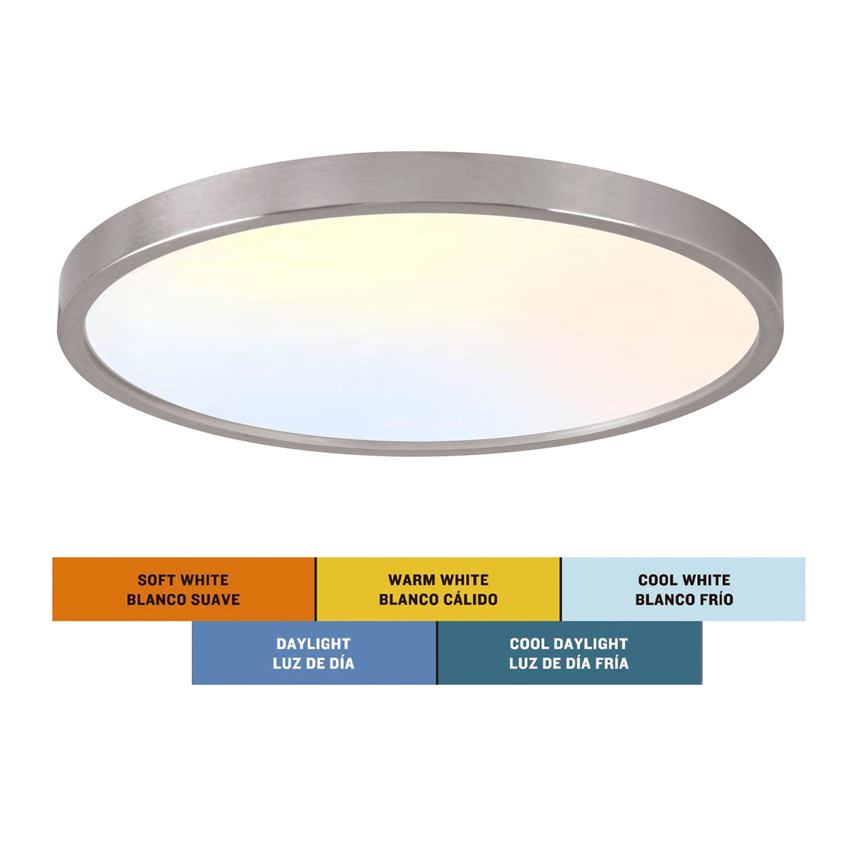 Project Source Adjustable Color Temperature 15-in Brushed Nickel Integrated LED Flush Mount Light