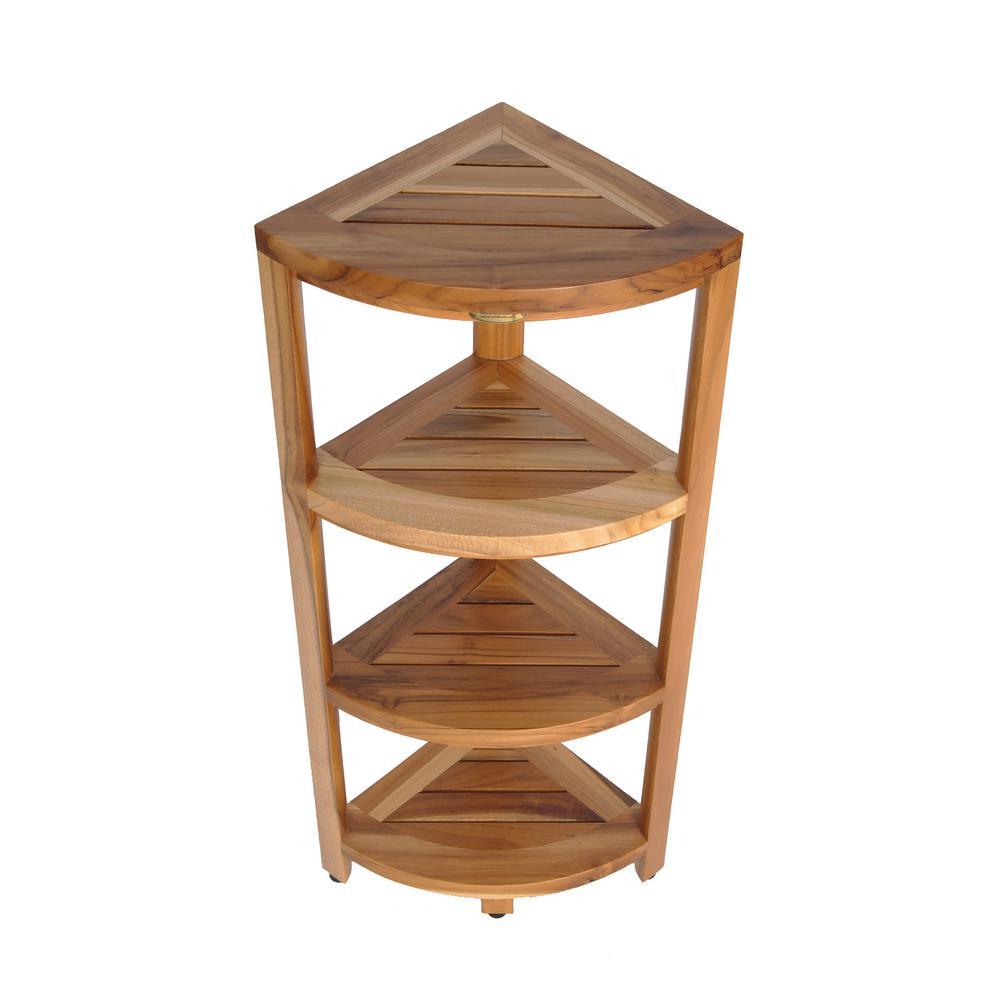 EarthyTeak Oasis 12 in. 4-Tier Teak Corner Shelf - Super Arbor