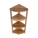 EarthyTeak Oasis 12 in. 4-Tier Teak Corner Shelf - Super Arbor