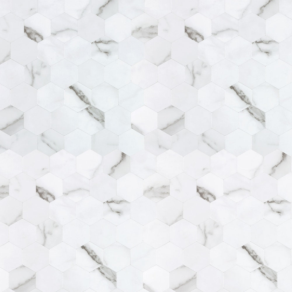 Peel&Stick Mosaics Arctic 12-in x 12-in Matte Metal Marble look Hexagon Peel and stick Mosaic Wall Tile product image