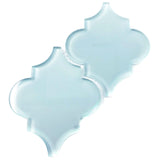 Giorbello (Sample) Glass Arabesque Tiles Morning Sky Blue 4-1/2-in x 4-1/2-in Glossy Glass Lantern Subway Wall Tile