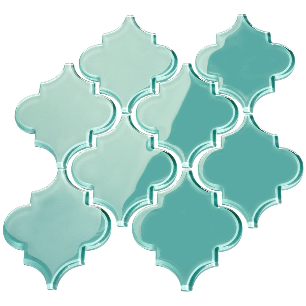 Giorbello Arabesque Mosaic Teal 4-in x 4-in Glossy Glass Wall Tile (7.89-sq. ft/ Carton)