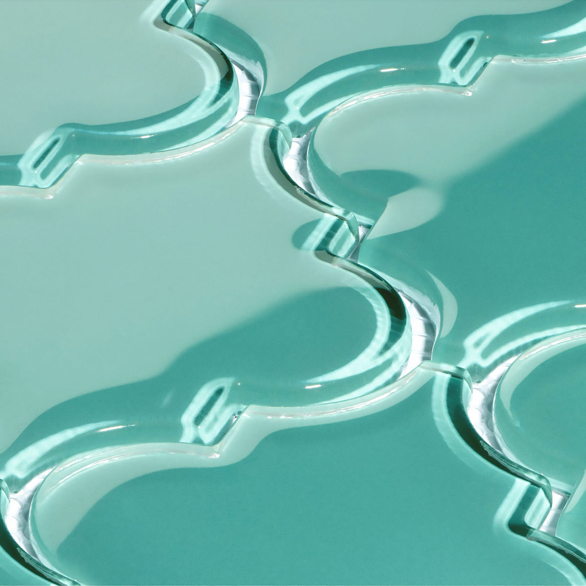 Giorbello Arabesque Mosaic Teal 4-in x 4-in Glossy Glass Wall Tile (7.89-sq. ft/ Carton)