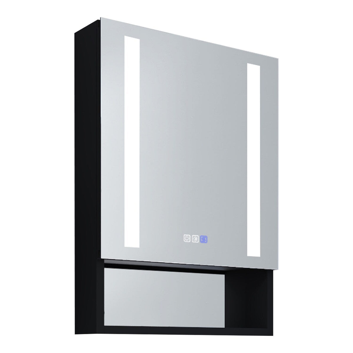 WELLFOR VICK 20-in x 30-in Lighted LED Fog Free Surface/Recessed Mount Silver Mirrored Soft Close Medicine Cabinet with Outlet