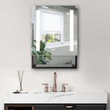 WELLFOR VICK 20-in x 30-in Lighted LED Fog Free Surface/Recessed Mount Silver Mirrored Soft Close Medicine Cabinet with Outlet