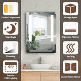 WELLFOR VICK 20-in x 30-in Lighted LED Fog Free Surface/Recessed Mount Silver Mirrored Soft Close Medicine Cabinet with Outlet