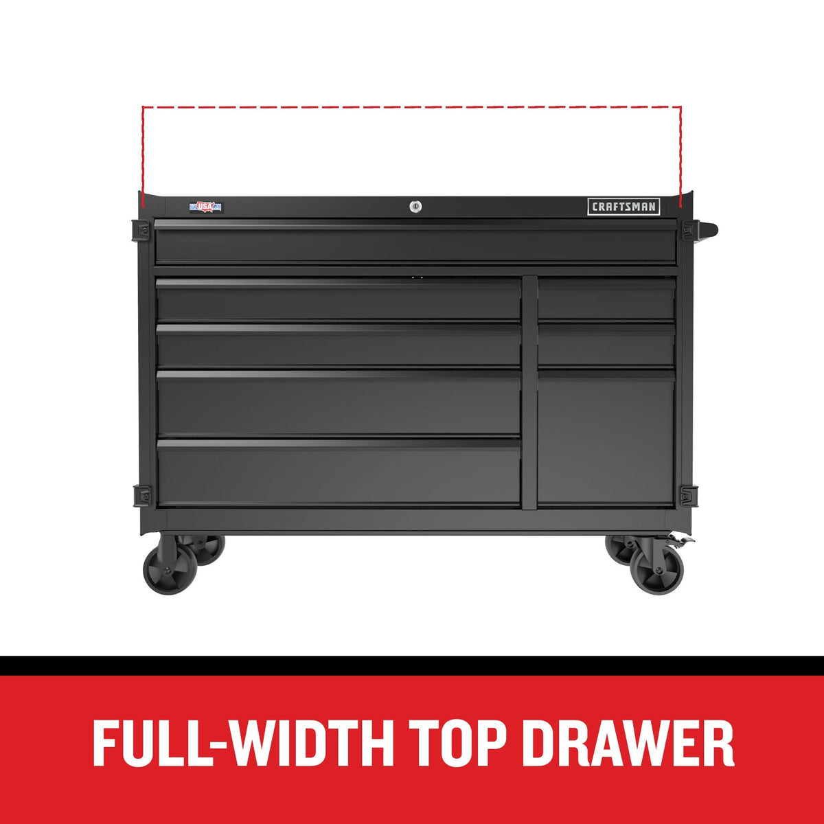 CRAFTSMAN Premium 2000 Series 52-in W x 39.5-in H 8-Drawer Steel Rolling Tool Cabinet (Black)