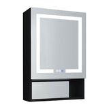 WELLFOR EX5 24-in x 32-in Lighted LED Fog Free Surface/Recessed Mount Black Mirrored Soft Close Medicine Cabinet with Outlet