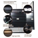 WELLFOR EX5 24-in x 32-in Lighted LED Fog Free Surface/Recessed Mount Black Mirrored Soft Close Medicine Cabinet with Outlet
