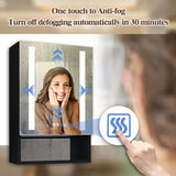 WELLFOR EX5 24-in x 32-in Lighted LED Fog Free Surface/Recessed Mount Black Mirrored Soft Close Medicine Cabinet with Outlet