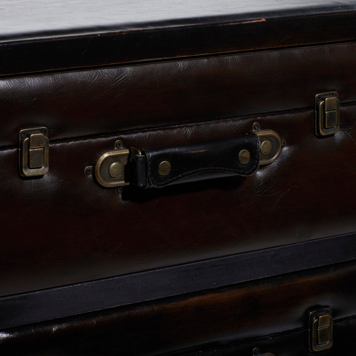 Grayson Lane Dark Brown Vintage Faux Leather 3-Drawer Accent Chest