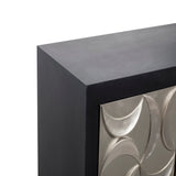 Grayson Lane Black Silver Crescent Moon Relief Design Accent Chest