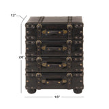 Grayson Lane Black Vintage Faux Leather with Stud Details Cedar 4-Drawer Accent Chest