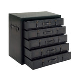 Grayson Lane Black Vintage Faux Leather with Buckles 5-Drawer Accent Chest