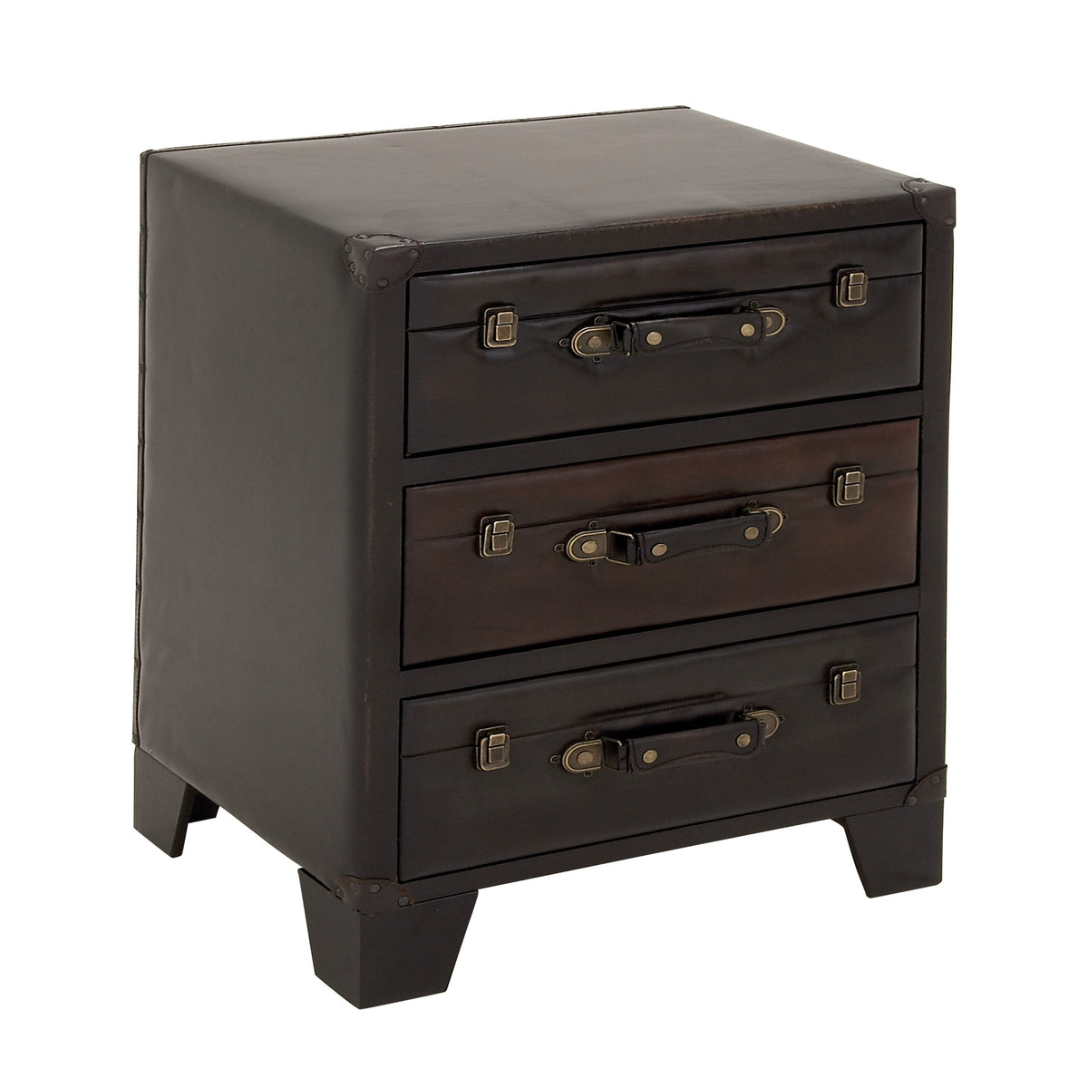 Grayson Lane Dark Brown Vintage Faux Leather 3-Drawer Accent Chest