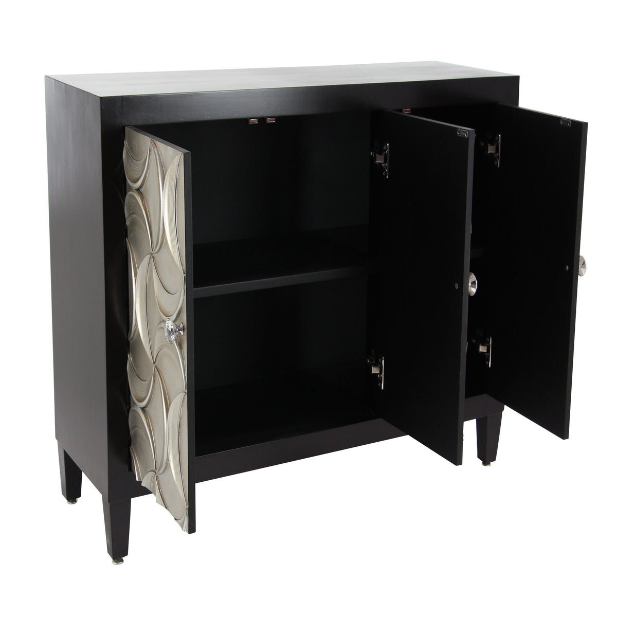 Grayson Lane Black Silver Crescent Moon Relief Design Accent Chest