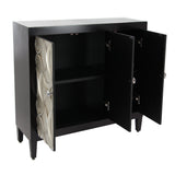 Grayson Lane Black Silver Crescent Moon Relief Design Accent Chest