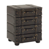 Grayson Lane Black Vintage Faux Leather with Stud Details Cedar 4-Drawer Accent Chest