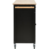 Bybafun Black Mdf Base with Wood Top Rolling Kitchen Cart (18.5-in x 54.33-in x 36.22-in)