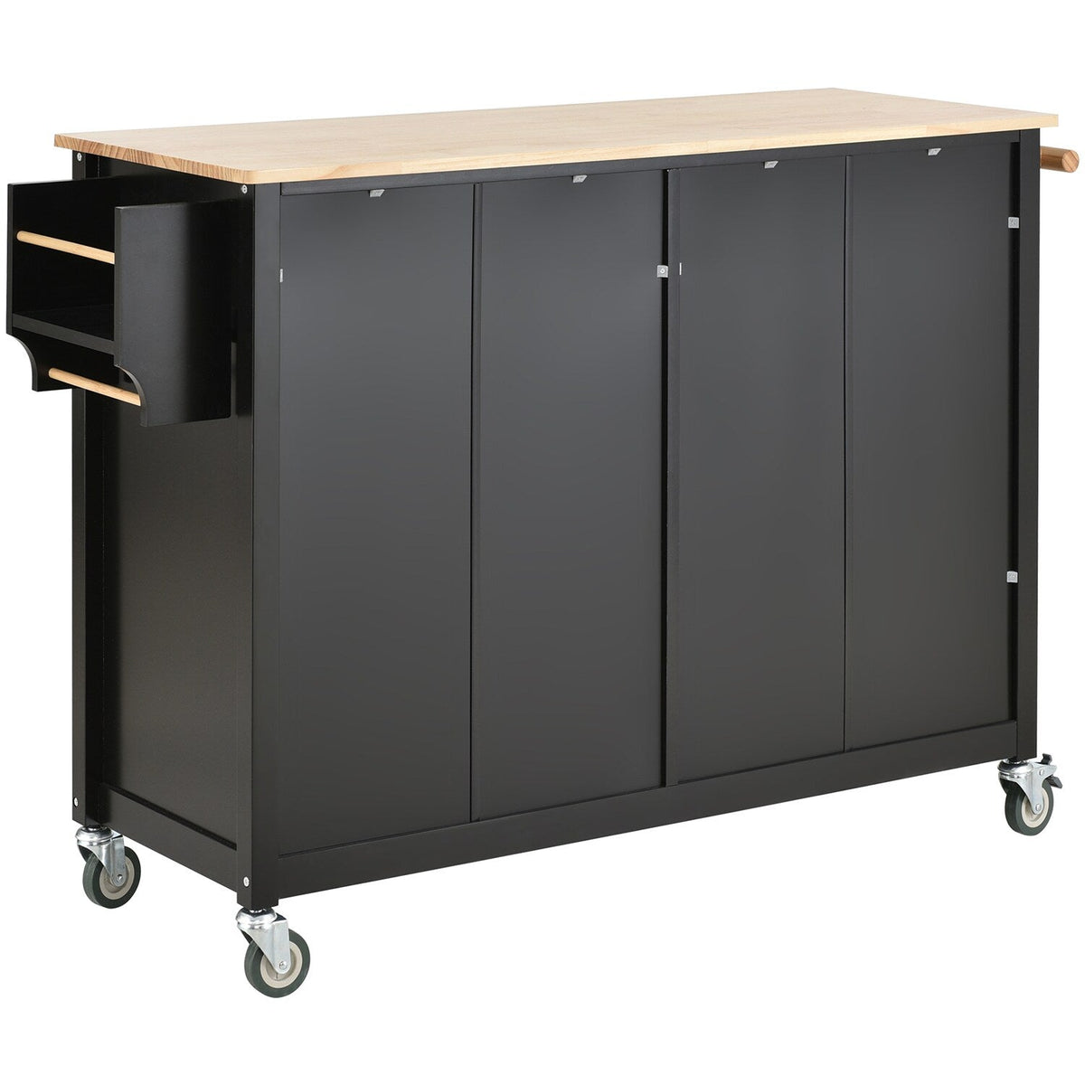 Bybafun Black Mdf Base with Wood Top Rolling Kitchen Cart (18.5-in x 54.33-in x 36.22-in)