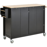 Bybafun Black Mdf Base with Wood Top Rolling Kitchen Cart (18.5-in x 54.33-in x 36.22-in)