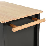 Bybafun Black Mdf Base with Wood Top Rolling Kitchen Cart (18.5-in x 54.33-in x 36.22-in)