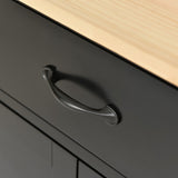 Bybafun Black Mdf Base with Wood Top Rolling Kitchen Cart (18.5-in x 54.33-in x 36.22-in)
