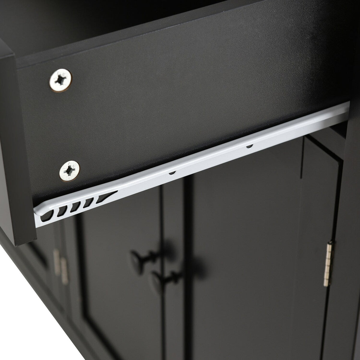 Bybafun Black Mdf Base with Wood Top Rolling Kitchen Cart (18.5-in x 54.33-in x 36.22-in)