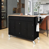 Bybafun Black Mdf Base with Wood Top Rolling Kitchen Cart (18.5-in x 54.33-in x 36.22-in)