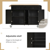 Bybafun Black Mdf Base with Wood Top Rolling Kitchen Cart (18.5-in x 54.33-in x 36.22-in)