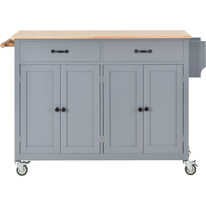 Bybafun Gray Mdf Base with Wood Top Rolling Kitchen Cart (18.5-in x 54.33-in x 36.22-in)