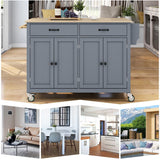 Bybafun Gray Mdf Base with Wood Top Rolling Kitchen Cart (18.5-in x 54.33-in x 36.22-in)