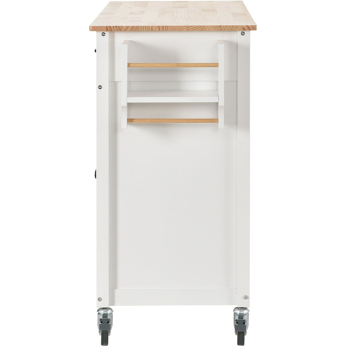 Bybafun White Mdf Base with Wood Top Rolling Kitchen Cart (18.5-in x 54.33-in x 36.22-in)