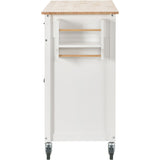 Bybafun White Mdf Base with Wood Top Rolling Kitchen Cart (18.5-in x 54.33-in x 36.22-in)