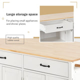 Bybafun White Mdf Base with Wood Top Rolling Kitchen Cart (18.5-in x 54.33-in x 36.22-in)