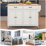 Bybafun White Mdf Base with Wood Top Rolling Kitchen Cart (18.5-in x 54.33-in x 36.22-in)