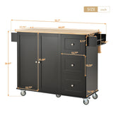Bybafun Black Mdf Base with Wood Top Rolling Kitchen Cart (29.5-in x 52.76-in x 36.81-in)