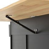 Bybafun Black Mdf Base with Wood Top Rolling Kitchen Cart (29.5-in x 52.76-in x 36.81-in)