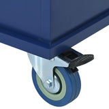 Bybafun Blue Mdf Base with Wood Top Rolling Kitchen Cart (29.5-in x 52.76-in x 36.81-in)