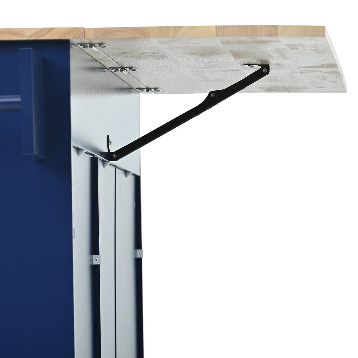 Bybafun Blue Mdf Base with Wood Top Rolling Kitchen Cart (29.5-in x 52.76-in x 36.81-in)