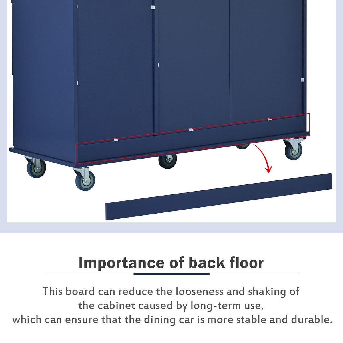 Bybafun Blue Mdf Base with Wood Top Rolling Kitchen Cart (29.5-in x 52.76-in x 36.81-in)