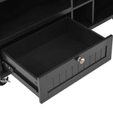 Bybafun Black Mdf Base with Wood Top Rolling Kitchen Cart (18.1-in x 50.8-in x 36.2-in)
