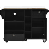 Bybafun Black Mdf Base with Wood Top Rolling Kitchen Cart (18.1-in x 50.8-in x 36.2-in)