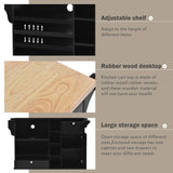 Bybafun Black Mdf Base with Wood Top Rolling Kitchen Cart (18.1-in x 50.8-in x 36.2-in)