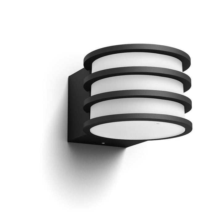 White Lucca Black Outdoor LED Wall Lantern Sconce with Wireless A19 Smart Light Bulb - Super Arbor
